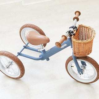 2 in 1 Steel Trike/Balance Bike (incl. wicker basket) Steel Blue