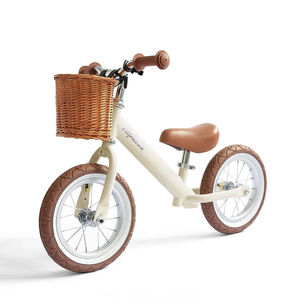 2 in 1 Steel Trike/Balance Bike (incl. wicker basket) vintage white