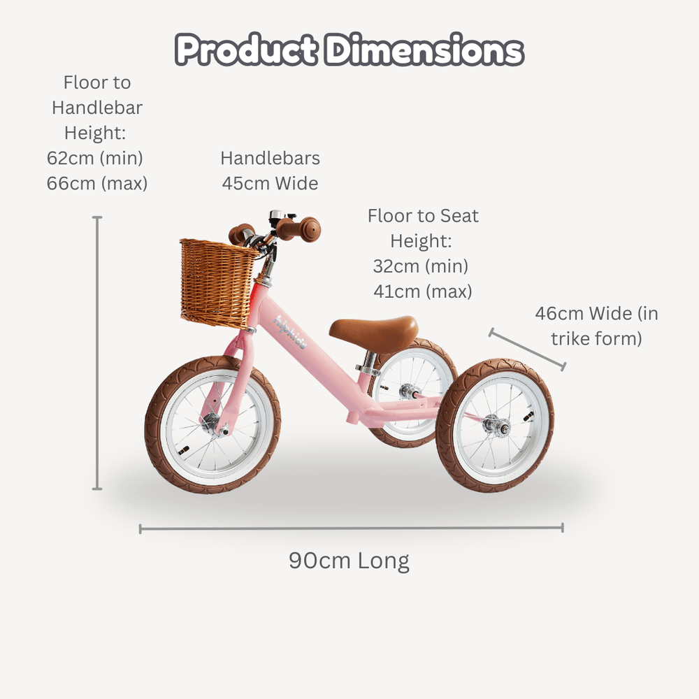 2 in 1 Steel Trike/Balance Bike (incl. wicker basket)