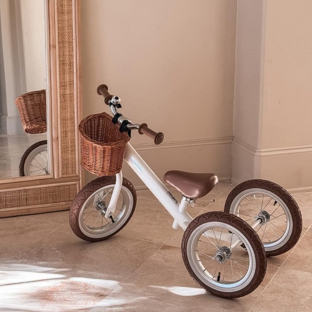 2 in 1 Steel Trike/Balance Bike (incl. wicker basket) Vintage White