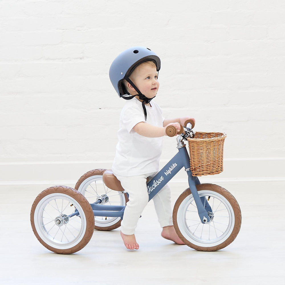 2 in 1 Steel Trike/Balance Bike (incl. wicker basket) Steel Blue