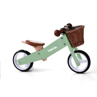 2 in 1 Toddler Mini-Trike/Balance Bike with Wicker Basket Olive