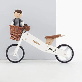 2 in 1 Toddler Mini-Trike/Balance Bike with Wicker Basket Ivory