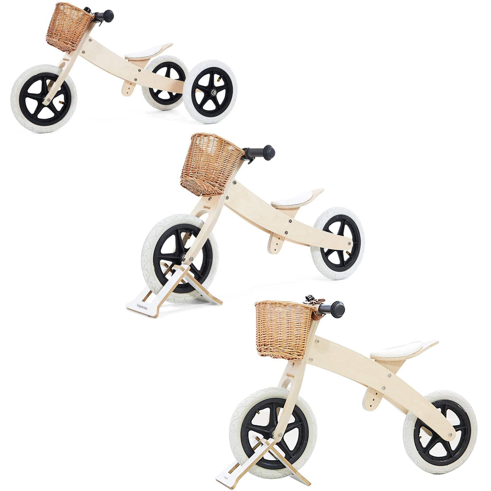 Buy 3 in 1 Wooden Trike Balance Bike with Wicker HipKids Online