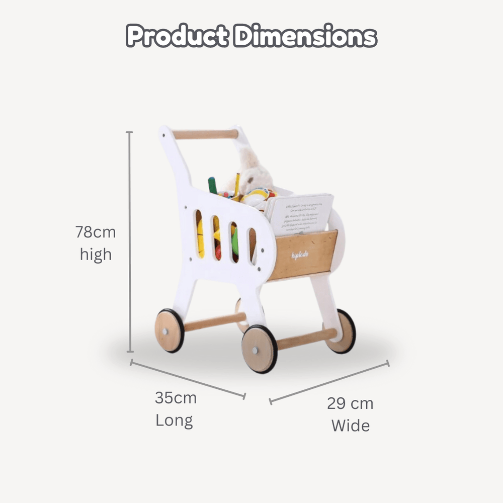 HipKids Wooden Shopping Trolley White