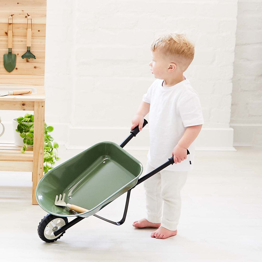 Kids Steel Toy Wheelbarrow Olive