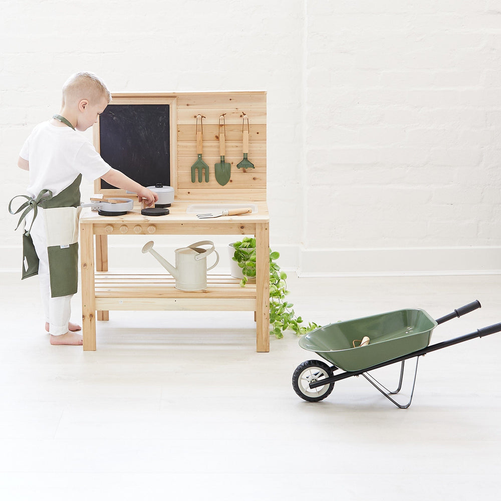 Kids Steel Toy Wheelbarrow Olive