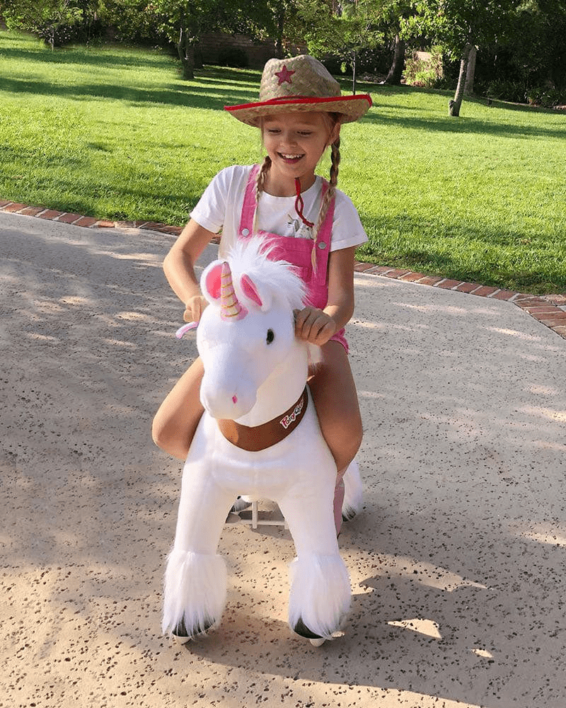 White Ride on Walking Toy Horse Unicorn Large