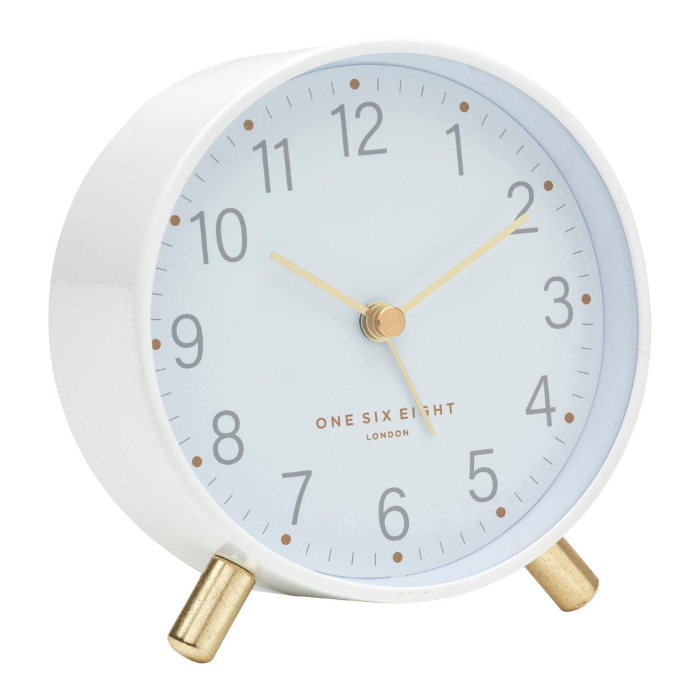 One Six Eight London MAISIE Silent Alarm Clock White