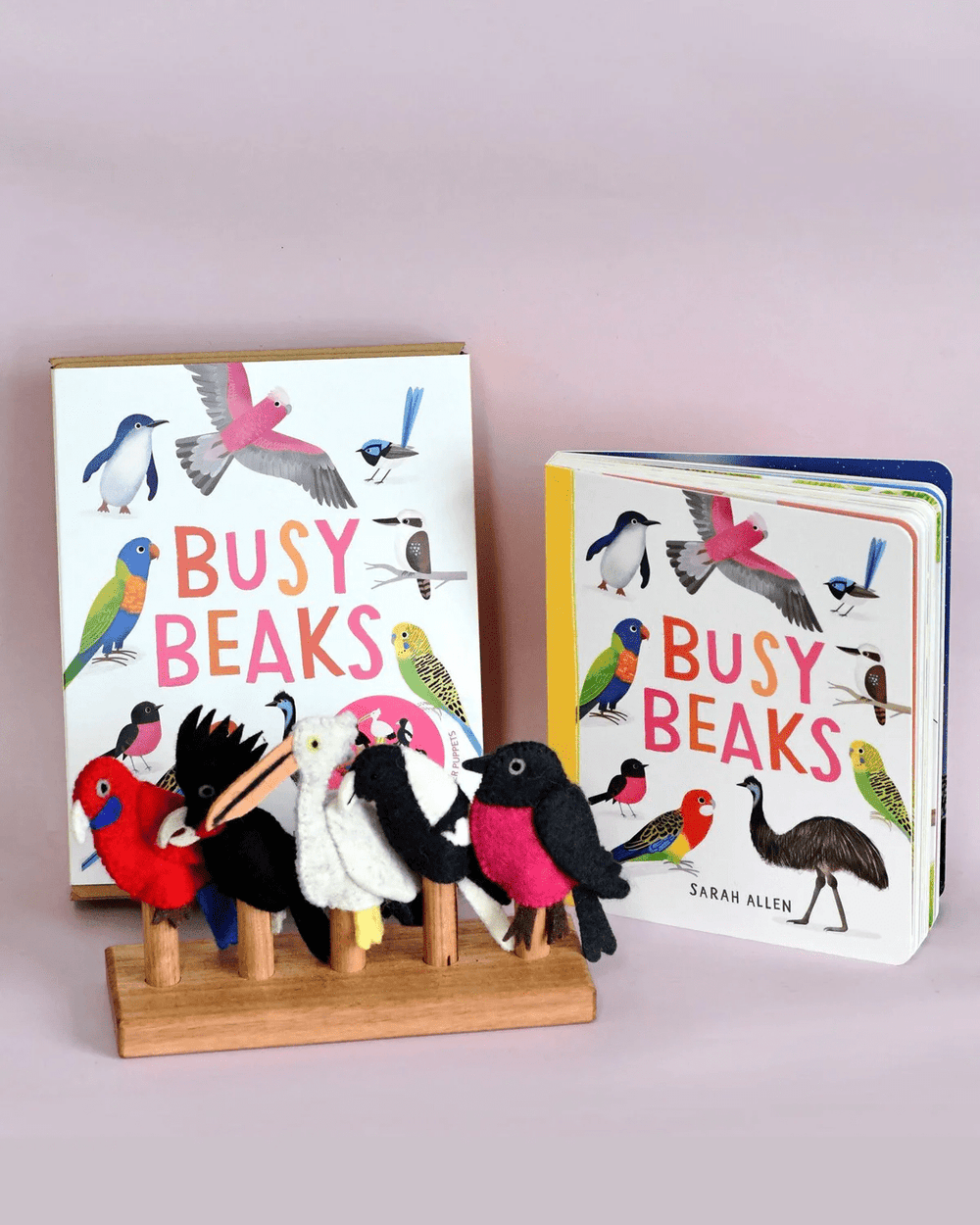 Tara Treasures Busy Beaks Finger Puppets and Book Set by Sarah Allen