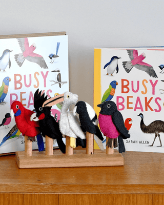 Tara Treasures Busy Beaks Finger Puppets and Book Set by Sarah Allen