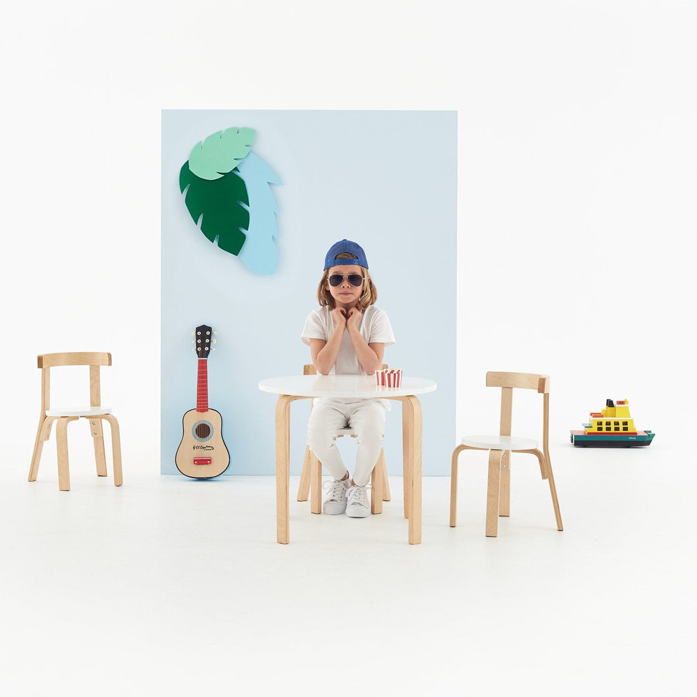 Buy Modern Birch Wood White Natural table 2 chairs set for Children by Hip Kids HipKids Online