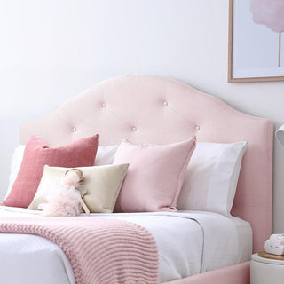 MIA Single Upholstered Bed Pale Pink - linen fabric